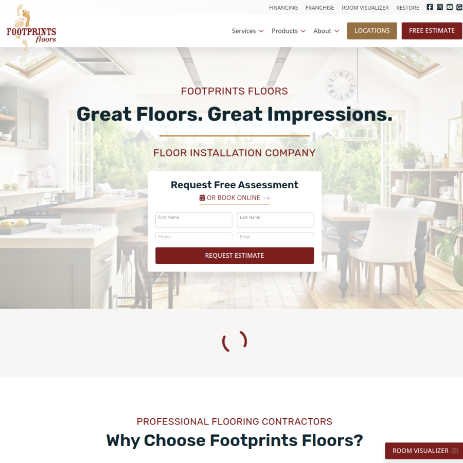 footprintsfloors.com homepage screenshot