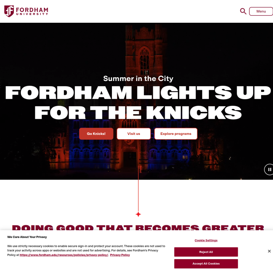 fordham.edu homepage screenshot