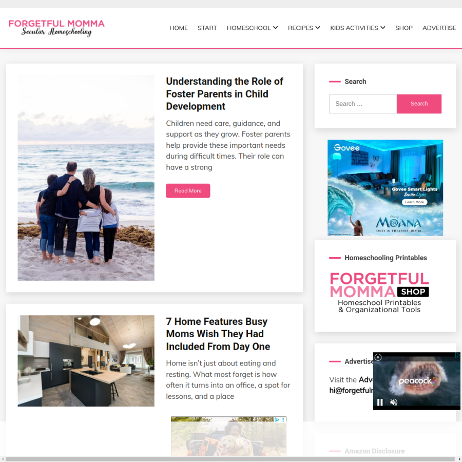 forgetfulmomma.com homepage screenshot