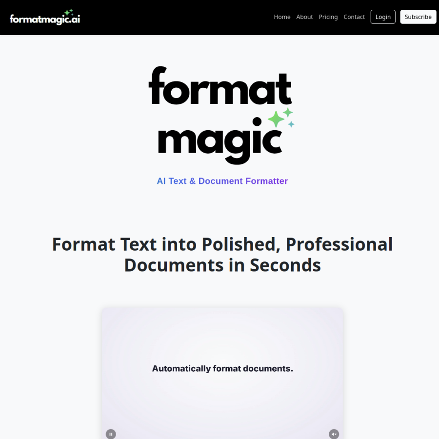 formatmagic.ai homepage screenshot