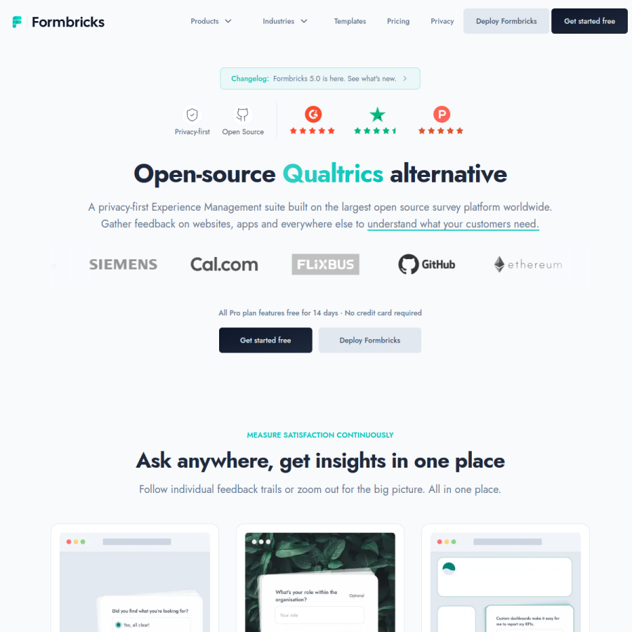 formbricks.com homepage screenshot