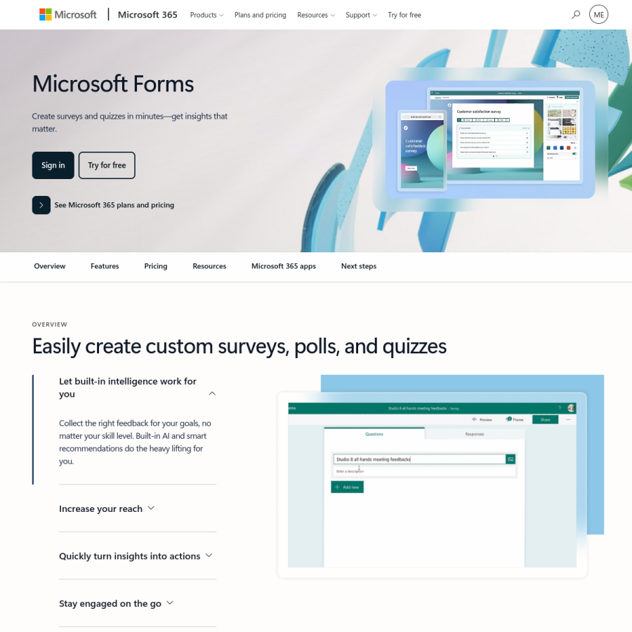 forms.office.com homepage screenshot