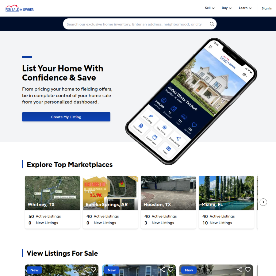 forsalebyowner.com homepage screenshot