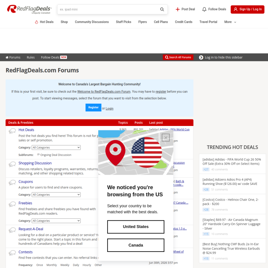 forums.redflagdeals.com homepage screenshot