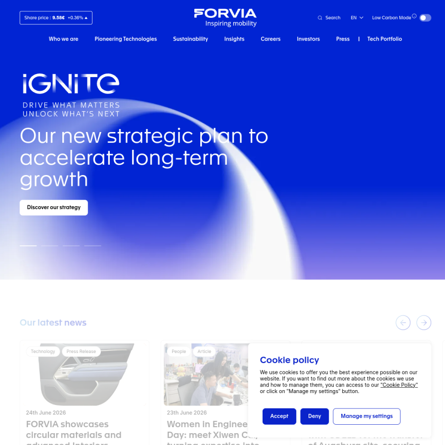 forvia.com homepage screenshot
