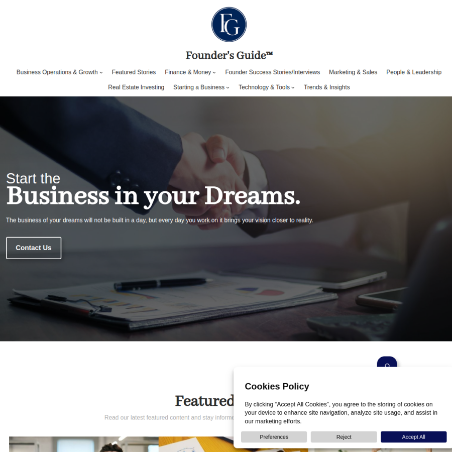 foundersguide.com homepage screenshot