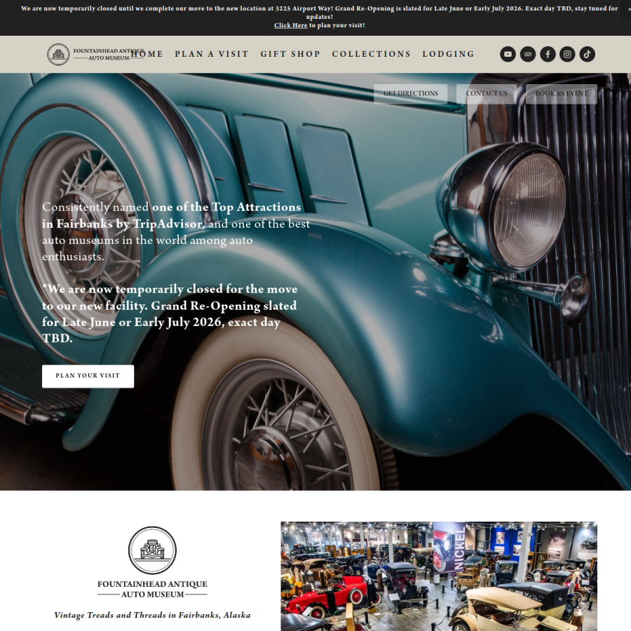 fountainheadmuseum.com homepage screenshot