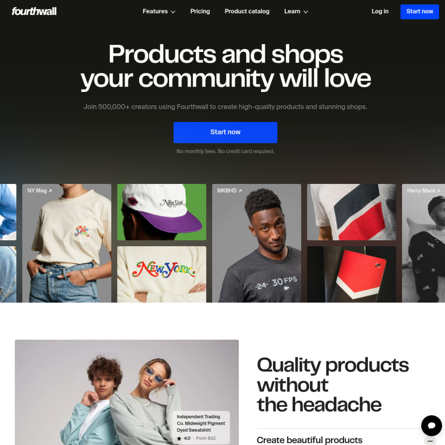 fourthwall.com homepage screenshot