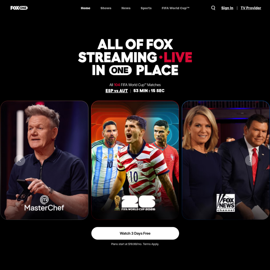 fox.com homepage screenshot