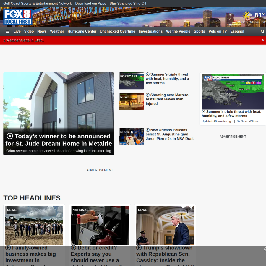 fox8live.com homepage screenshot