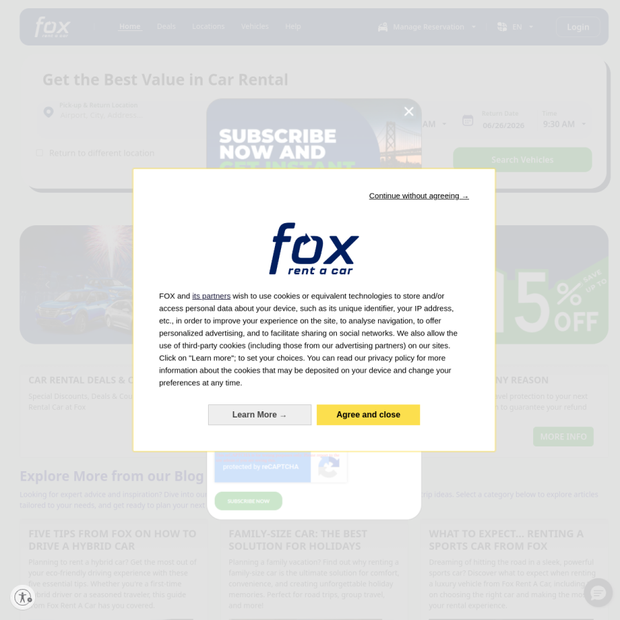 foxrentacar.com homepage screenshot