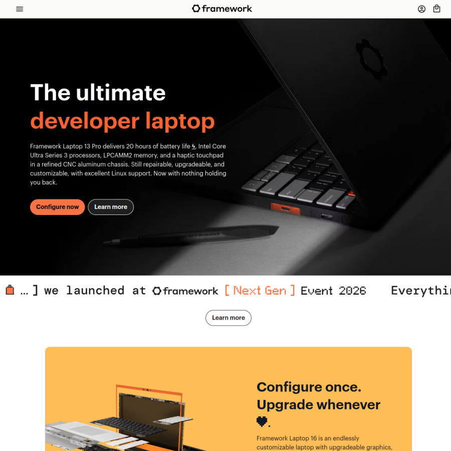 frame.work homepage screenshot