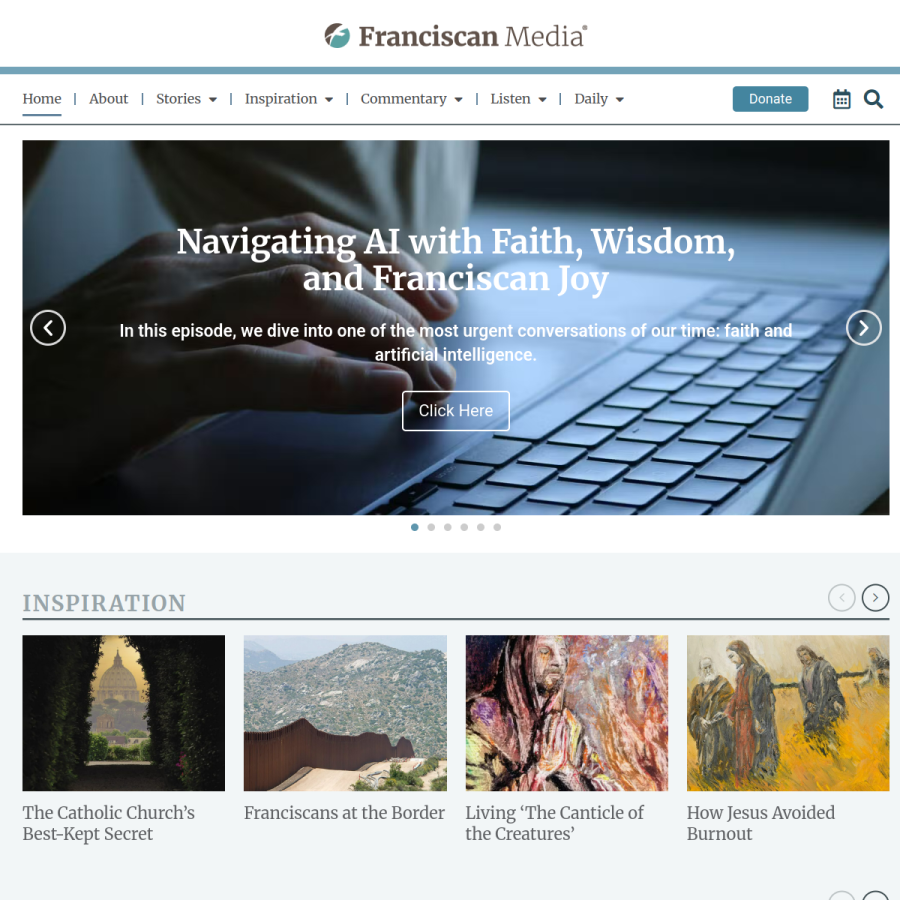 franciscanmedia.org homepage screenshot