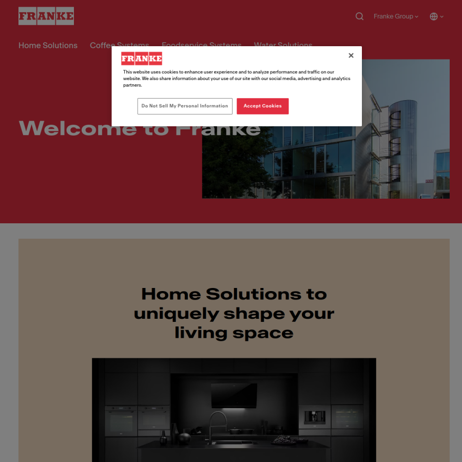 franke.com homepage screenshot
