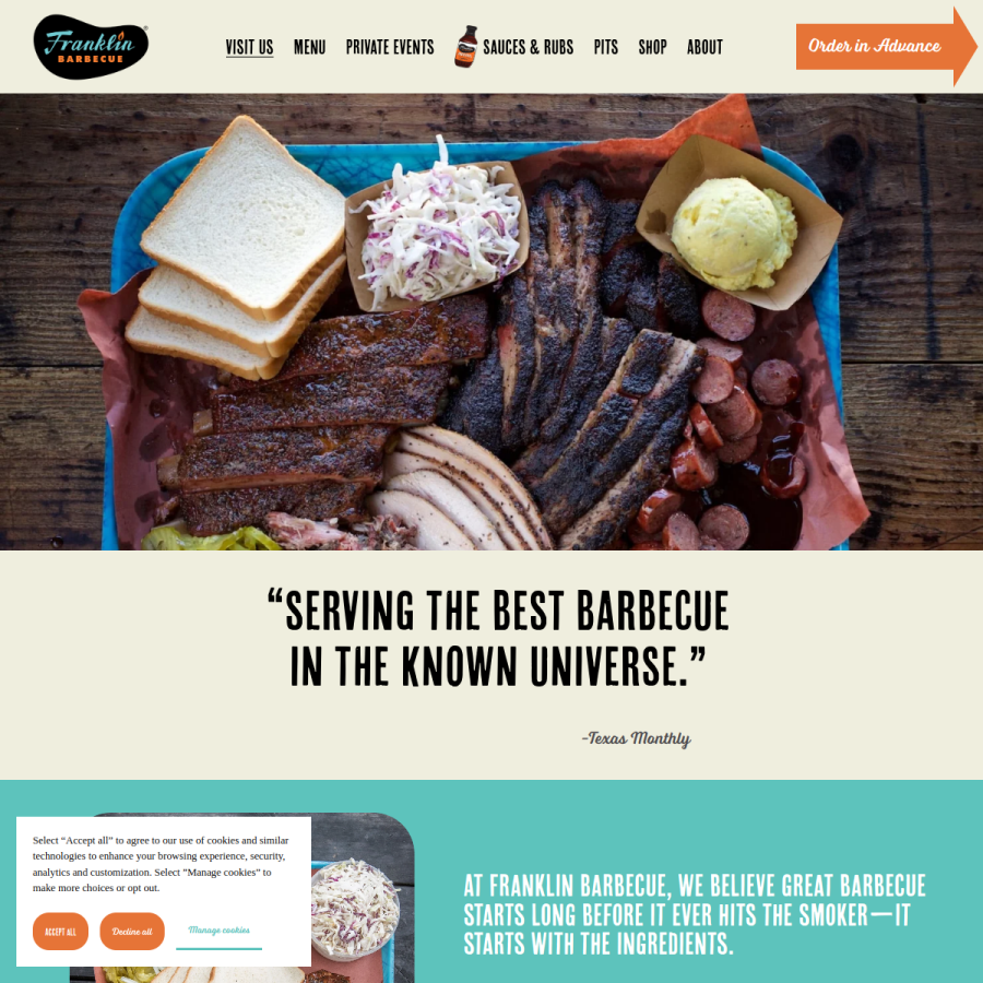 franklinbbq.com homepage screenshot