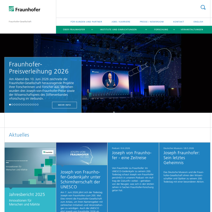 fraunhofer.de homepage screenshot
