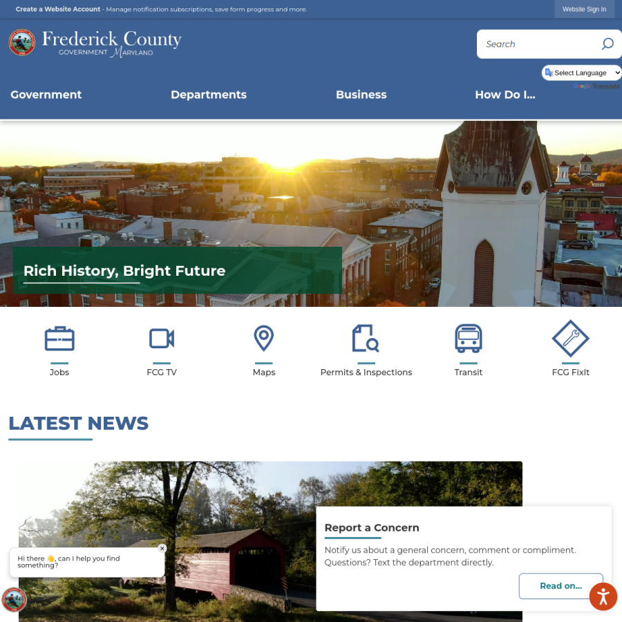 frederickcountymd.gov homepage screenshot