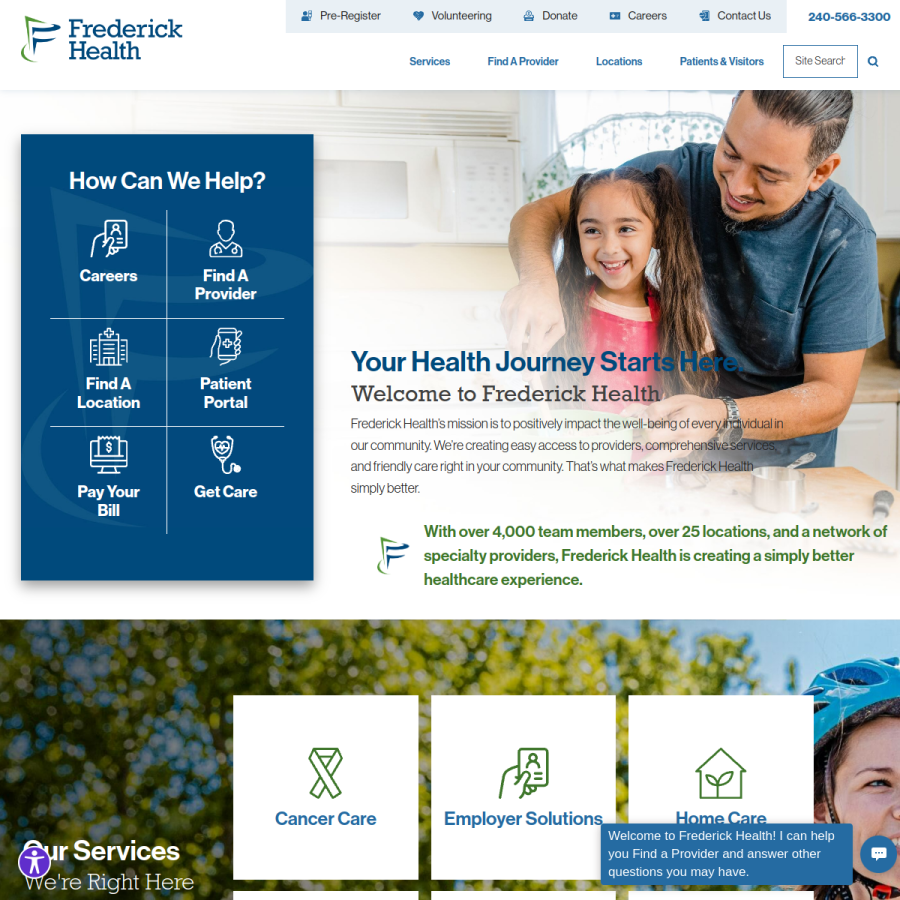 frederickhealth.org homepage screenshot
