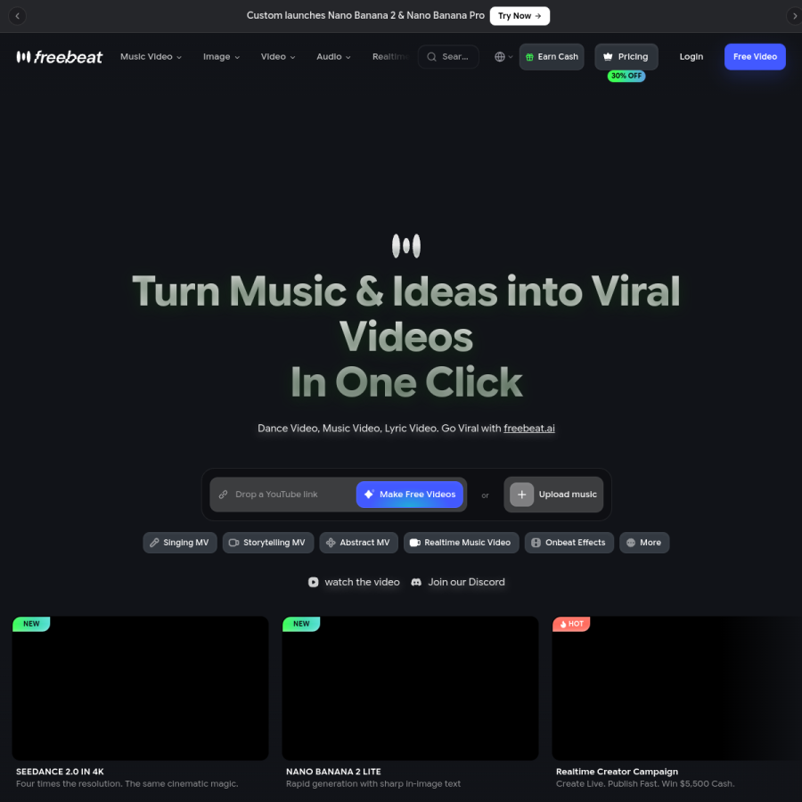 freebeat.ai homepage screenshot