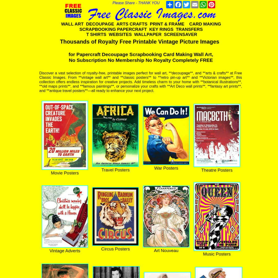 freeclassicimages.com homepage screenshot