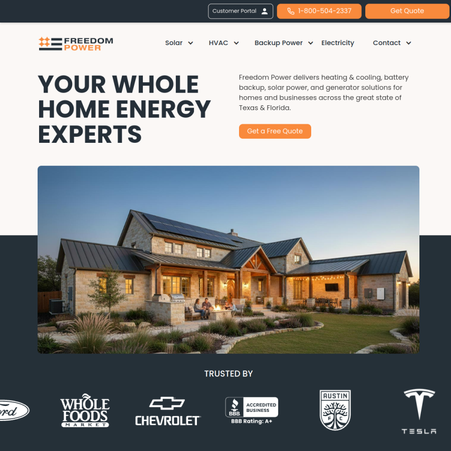 freedomsolarpower.com homepage screenshot