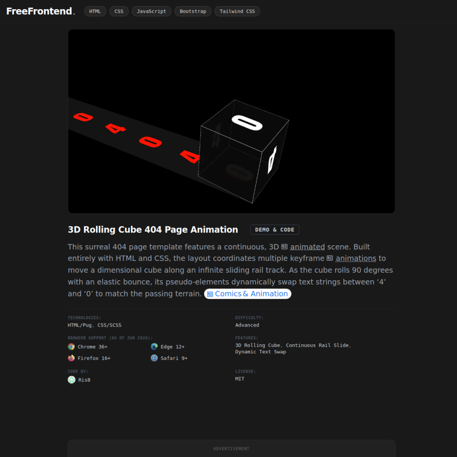freefrontend.com homepage screenshot
