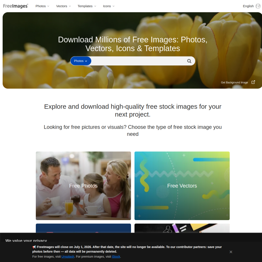 freeimages.com homepage screenshot