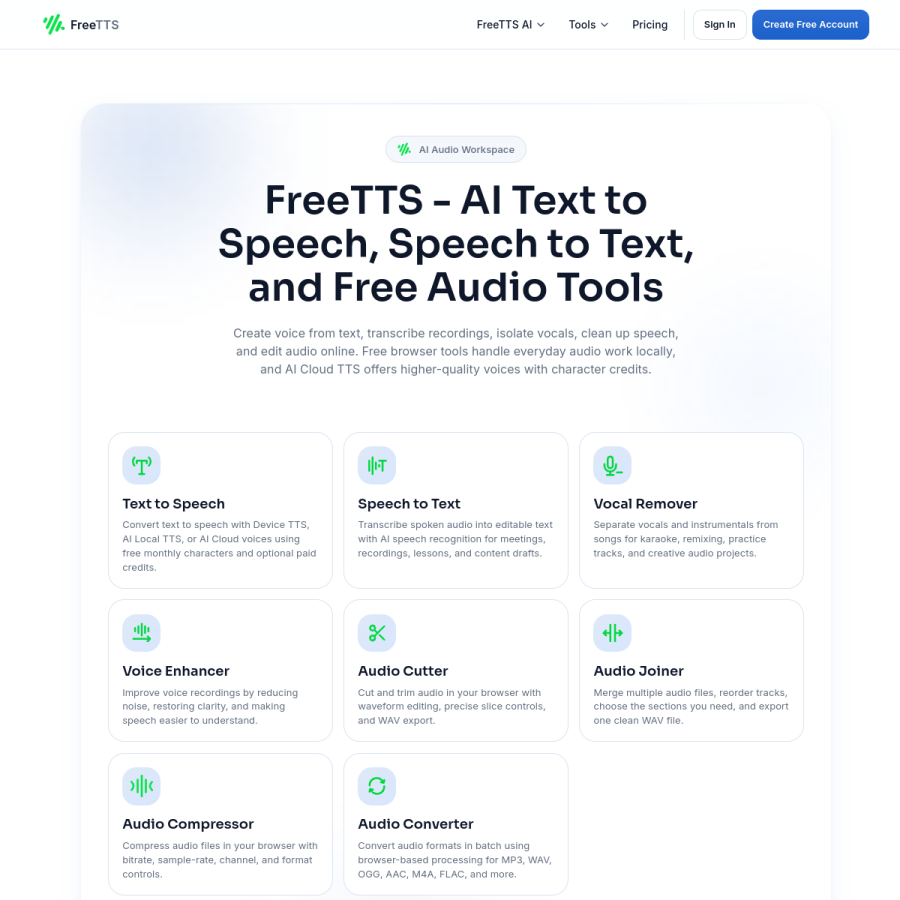 freetts.com homepage screenshot