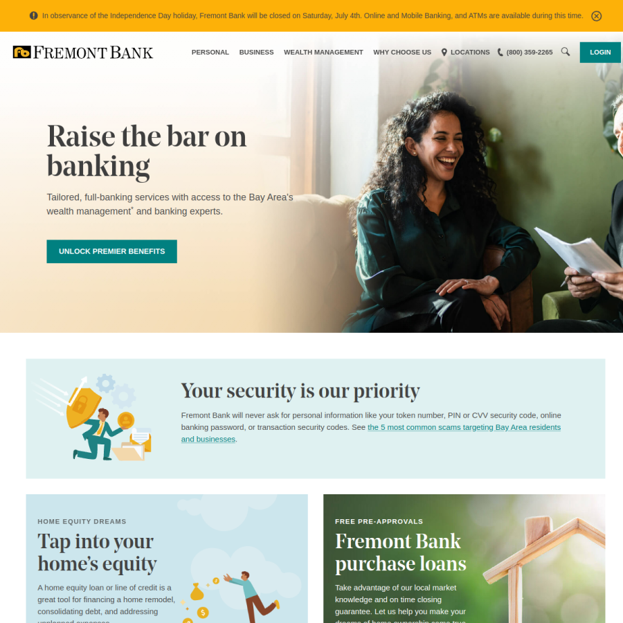 fremontbank.com homepage screenshot