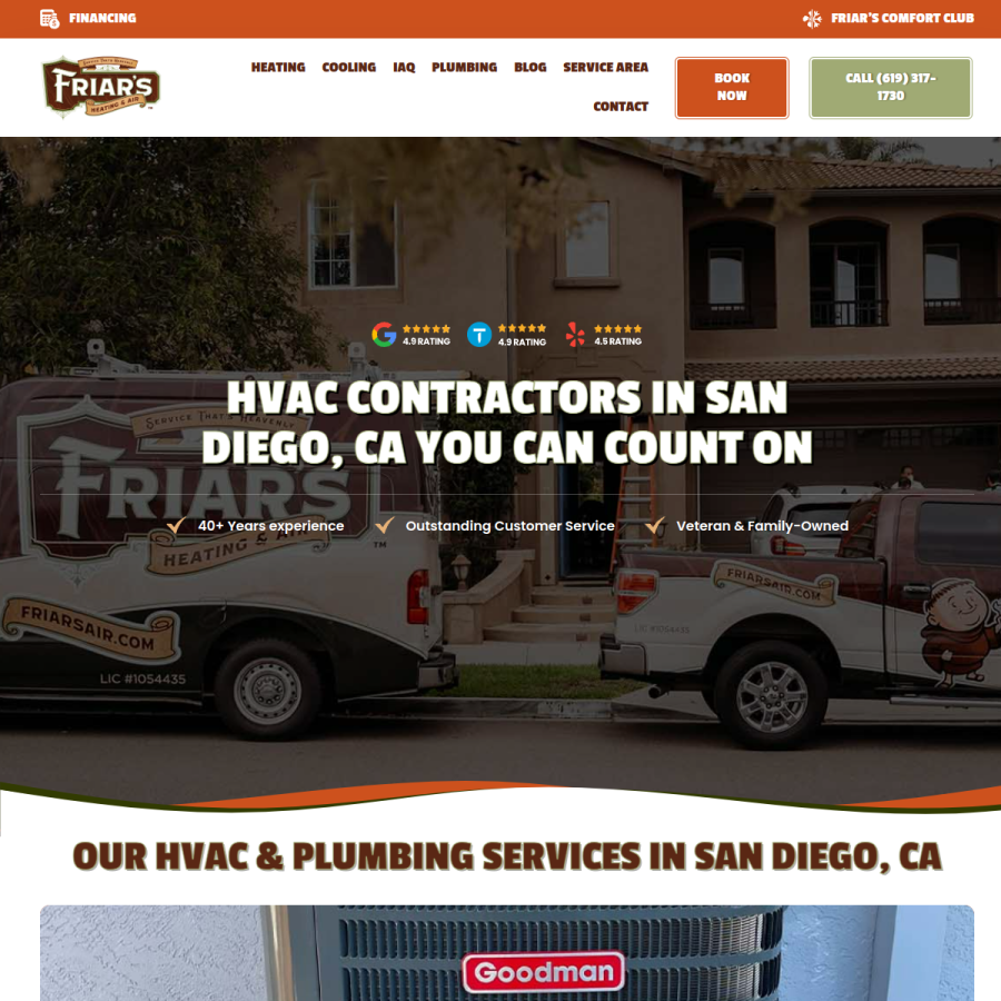 friarsair.com homepage screenshot