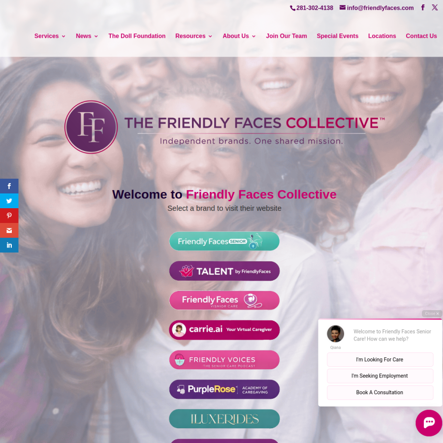 friendlyfaces.com homepage screenshot