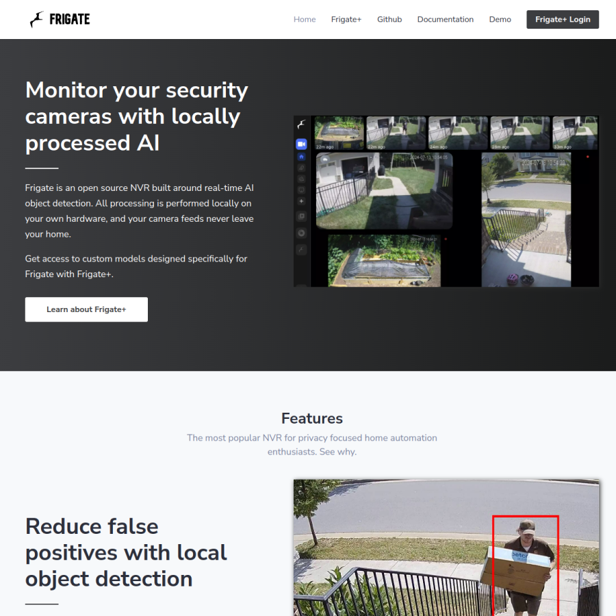 frigate.video homepage screenshot