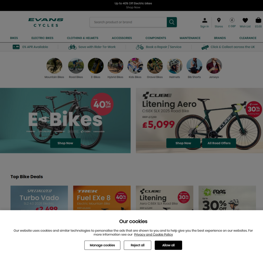 frogbikes.com homepage screenshot