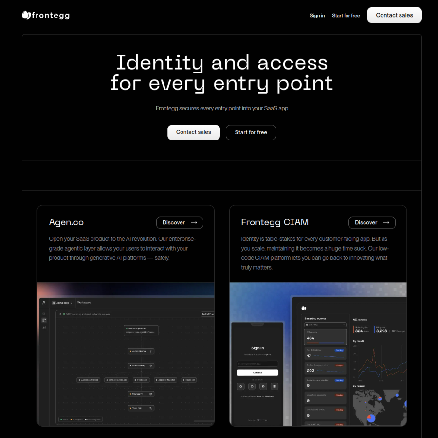 frontegg.com homepage screenshot
