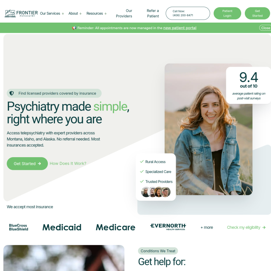 frontier.care homepage screenshot