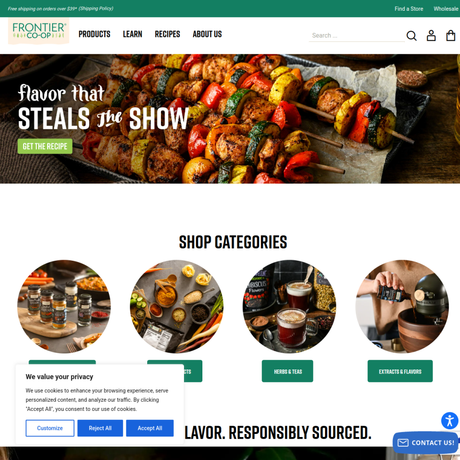 frontiercoop.com homepage screenshot