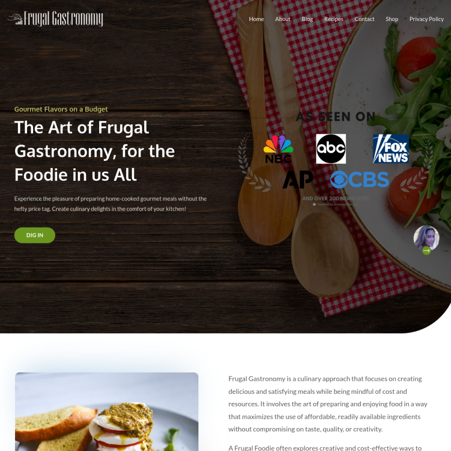 frugalgastronomy.com homepage screenshot