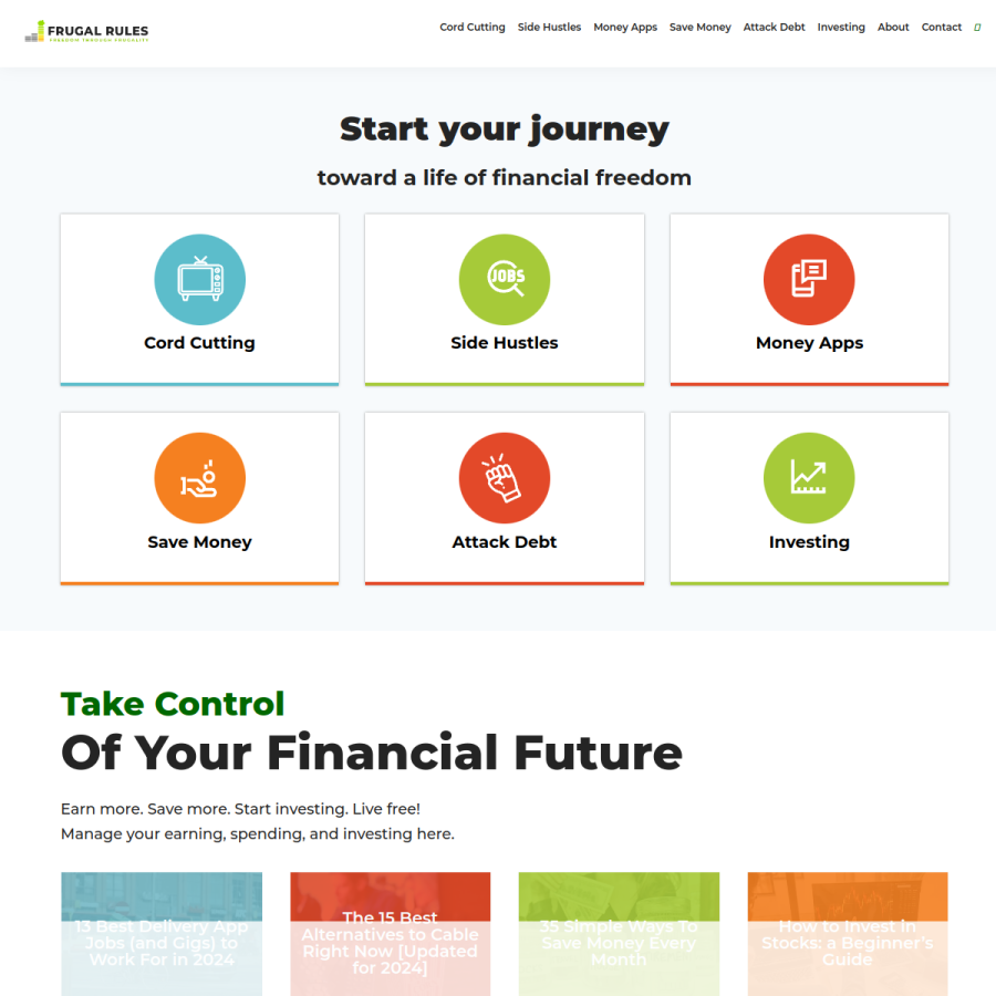 frugalrules.com homepage screenshot