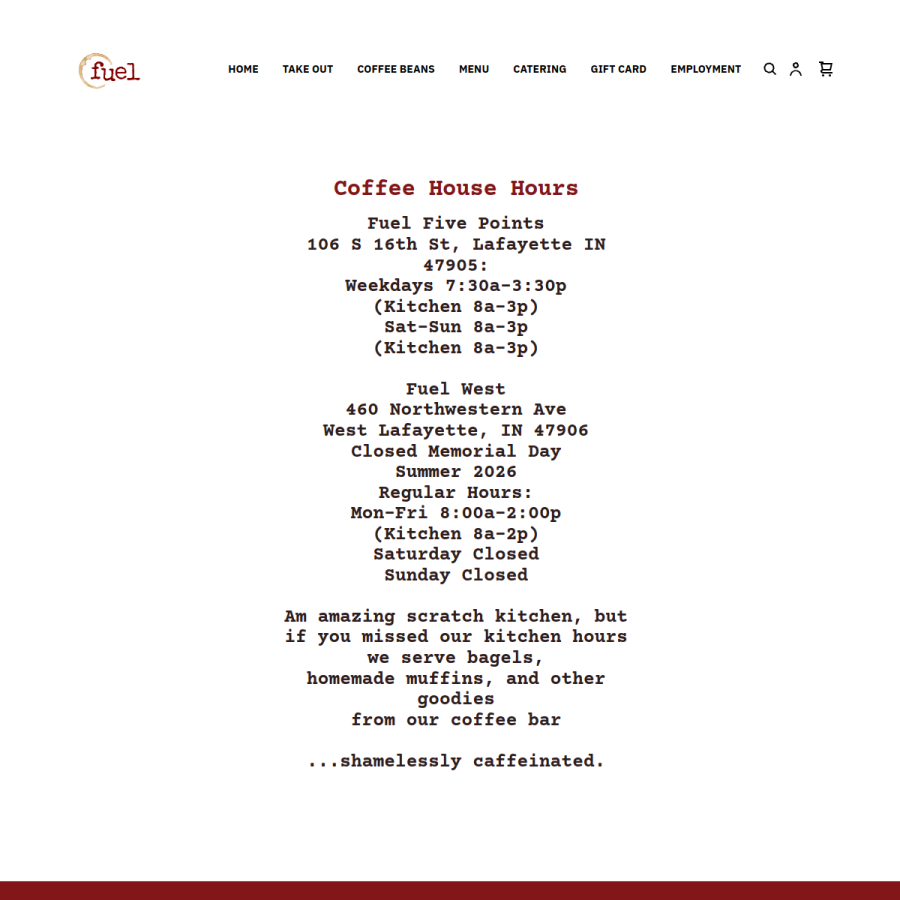 fuellafayette.com homepage screenshot