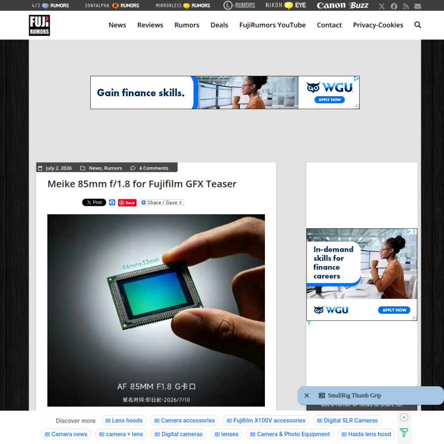 fujirumors.com homepage screenshot