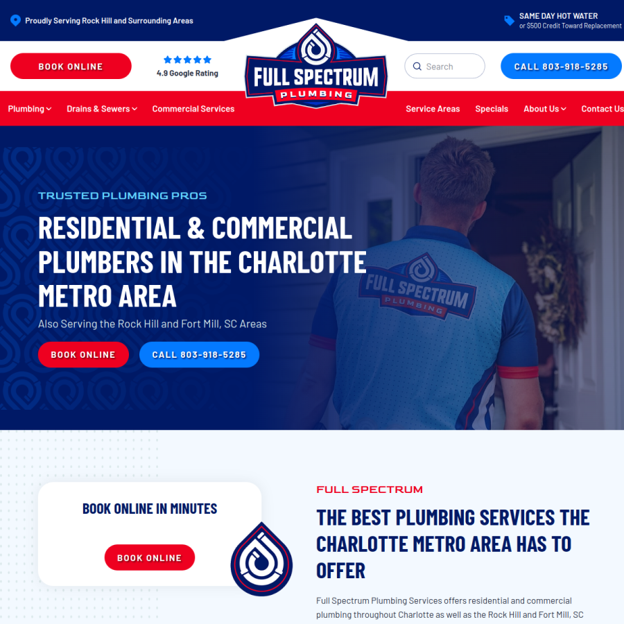 fullspectrumplumbingllc.com homepage screenshot