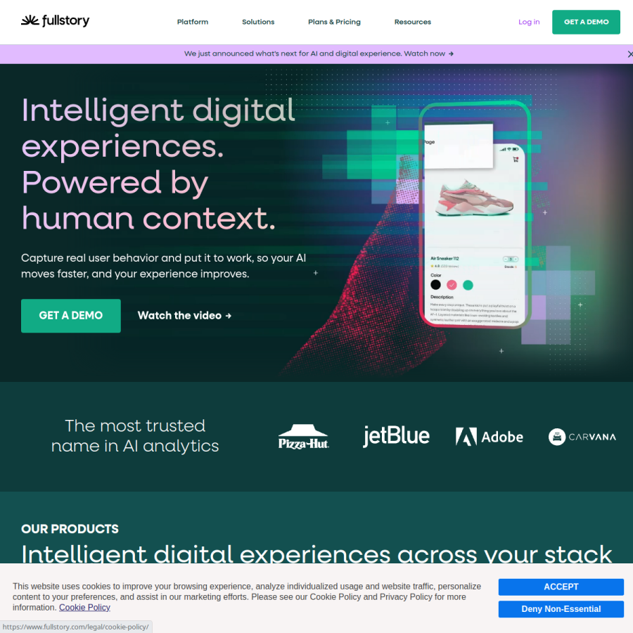 fullstory.com homepage screenshot