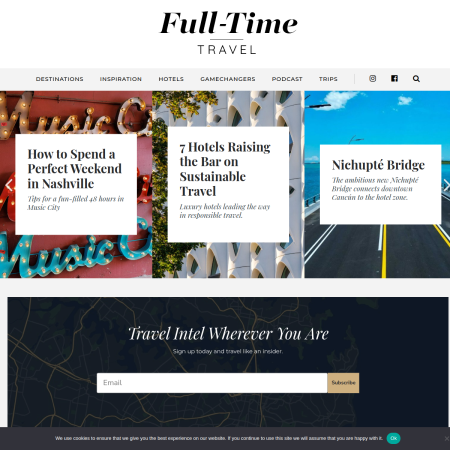 fulltimetravel.co homepage screenshot