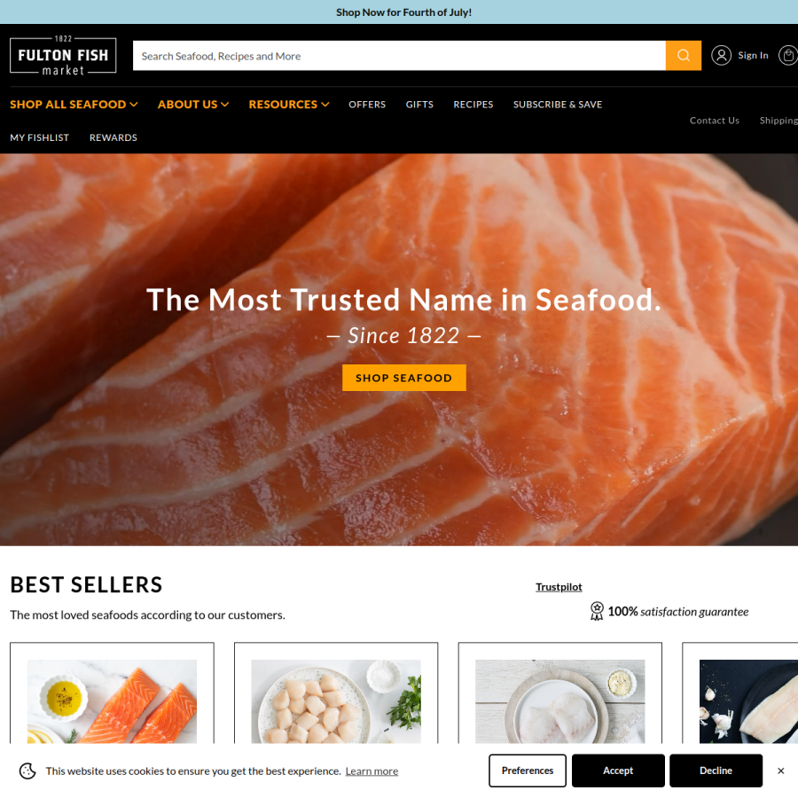fultonfishmarket.com homepage screenshot