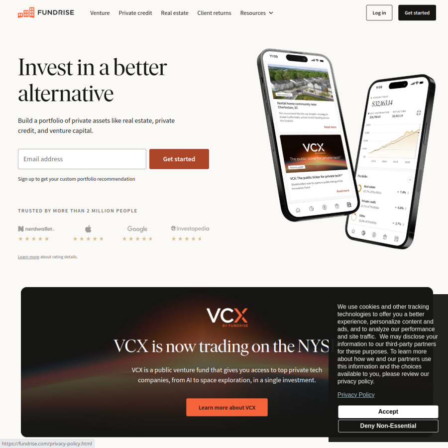 fundrise.com homepage screenshot