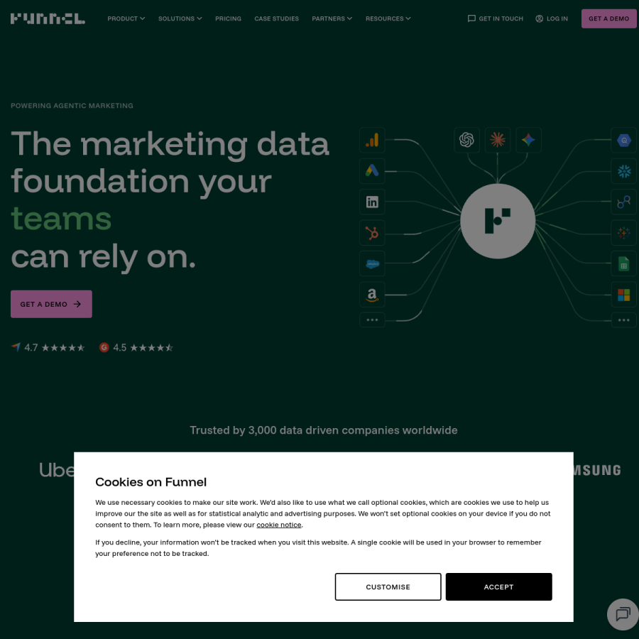 funnel.io homepage screenshot