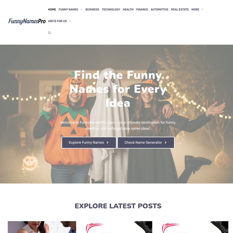 funnynamespro.com homepage screenshot
