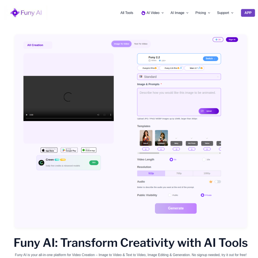 funy.ai homepage screenshot