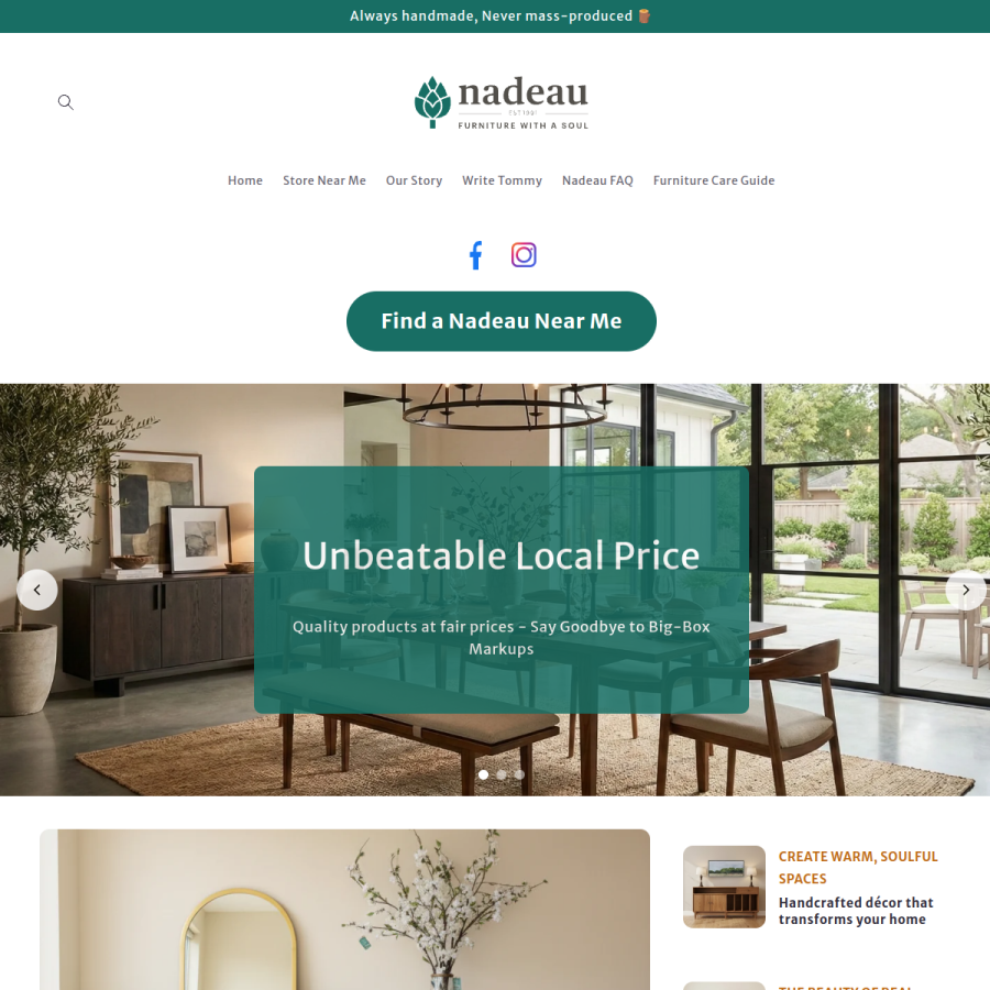 furniturewithasoul.com homepage screenshot