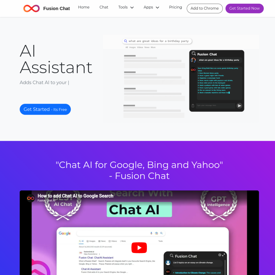 fusionchat.ai homepage screenshot